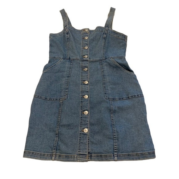 H&M DIVIDED Denim Button Front Mini Dress - Size M - Picture 1 of 5